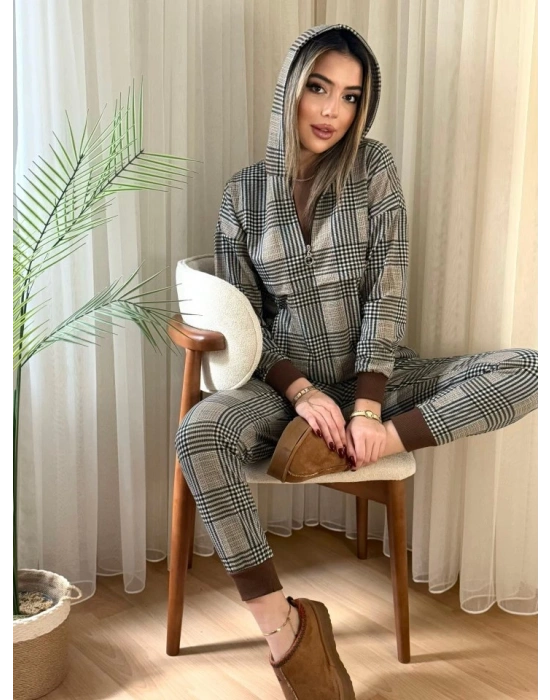 Kadın Iki Iplik Kumaş Fermuar Detay Kapüşonlu Ikili Takım