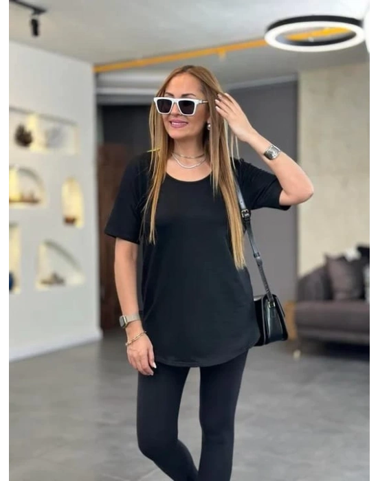 Kadın İki İplik Kumaş ırt Neon Detay Bluz