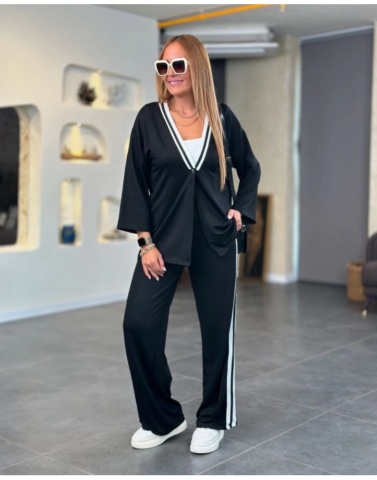 Kadın Iki Iplik Penye Kumaş çıtçıt Detaylı Ribanalı Ikili Takım