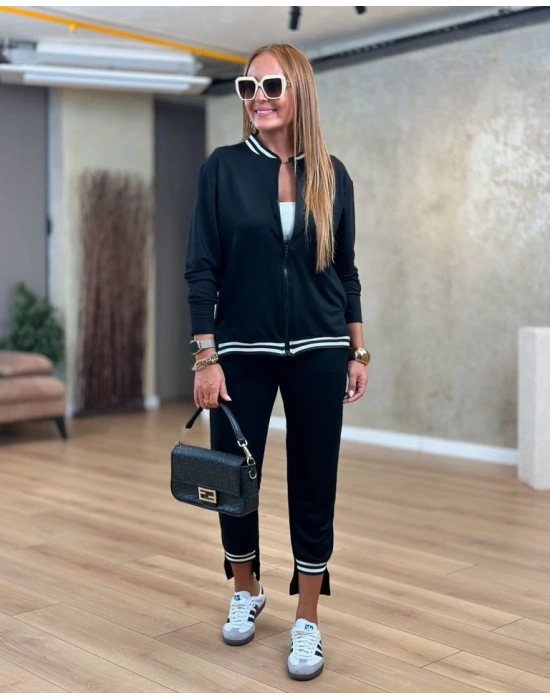 Kadın Iki Iplik Penye Kumaş Fermuar Detaylı Ribanalı Ikili Takım