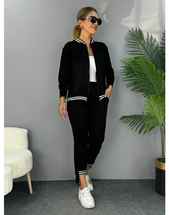 Kadın Iki Iplik Penye Kumaş Fermuar Detaylı Ribanalı Ikili Takım