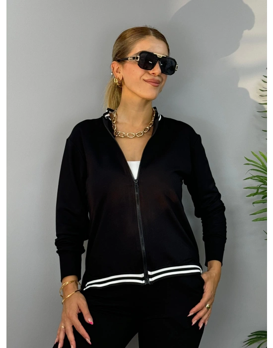 Kadın Iki Iplik Penye Kumaş Fermuar Detaylı Ribanalı Ikili Takım