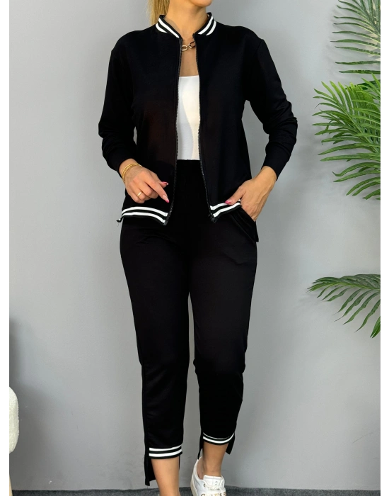 Kadın Iki Iplik Penye Kumaş Fermuar Detaylı Ribanalı Ikili Takım