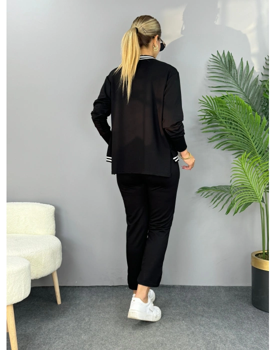 Kadın Iki Iplik Penye Kumaş Fermuar Detaylı Ribanalı Ikili Takım