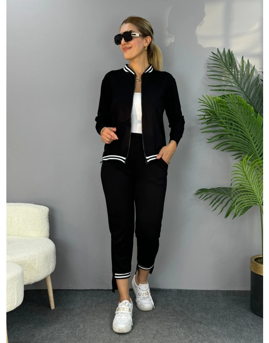 Kadın Iki Iplik Penye Kumaş Fermuar Detaylı Ribanalı Ikili Takım