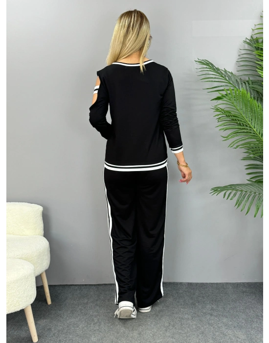 Kadın Iki Iplik Penye Kumaş Kol Detaylı Ribanalı Ikili Takım