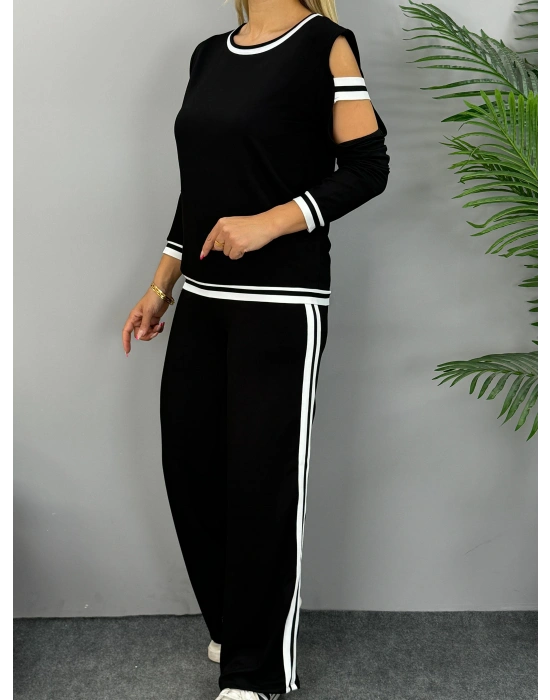 Kadın Iki Iplik Penye Kumaş Kol Detaylı Ribanalı Ikili Takım