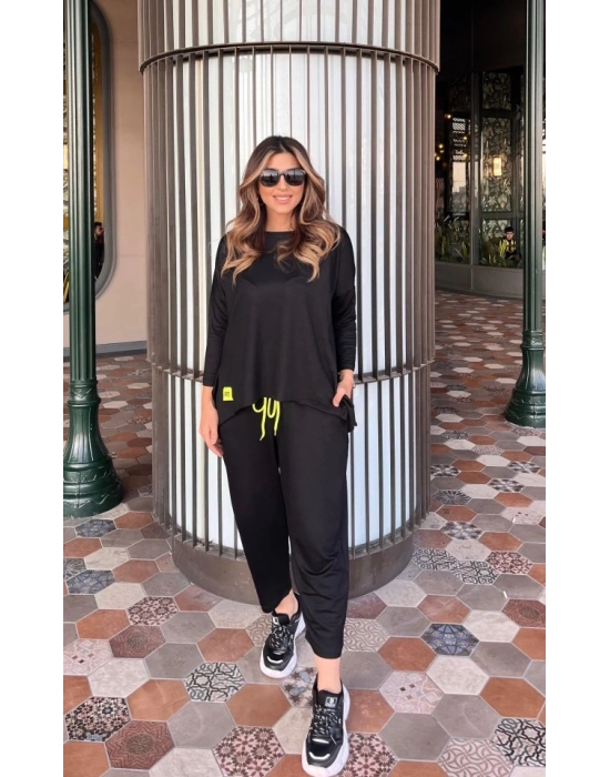 Kadın Iki Iplik Viskon Pamuk Kumaş Arma Detaylı Ikili Takım