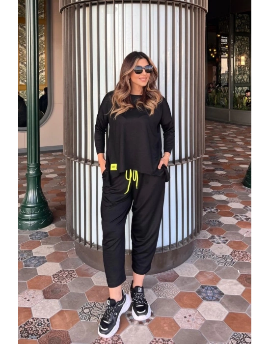 Kadın Iki Iplik Viskon Pamuk Kumaş Arma Detaylı Ikili Takım