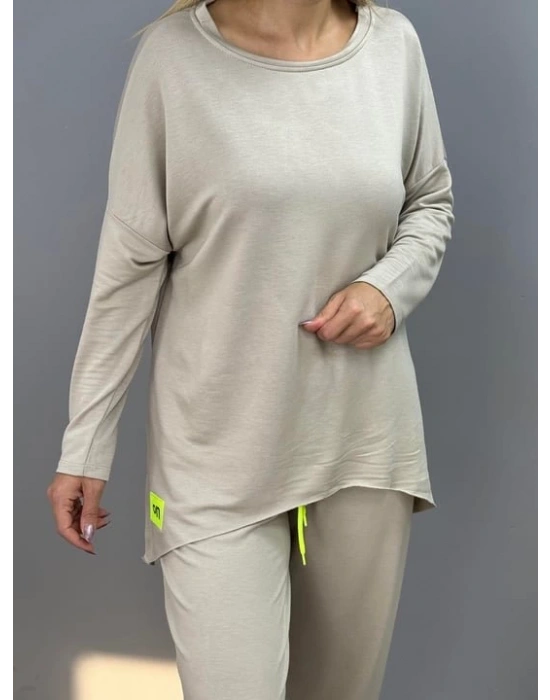 Kadın Iki Iplik Viskon Pamuk Kumaş Arma Detaylı Ikili Takım