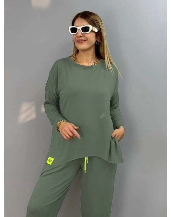 Kadın Iki Iplik Viskon Pamuk Kumaş Arma Detaylı Ikili Takım