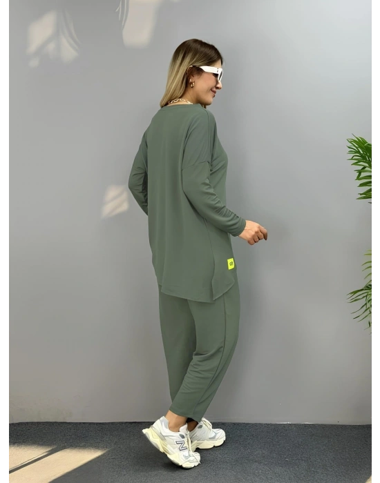 Kadın Iki Iplik Viskon Pamuk Kumaş Arma Detaylı Ikili Takım