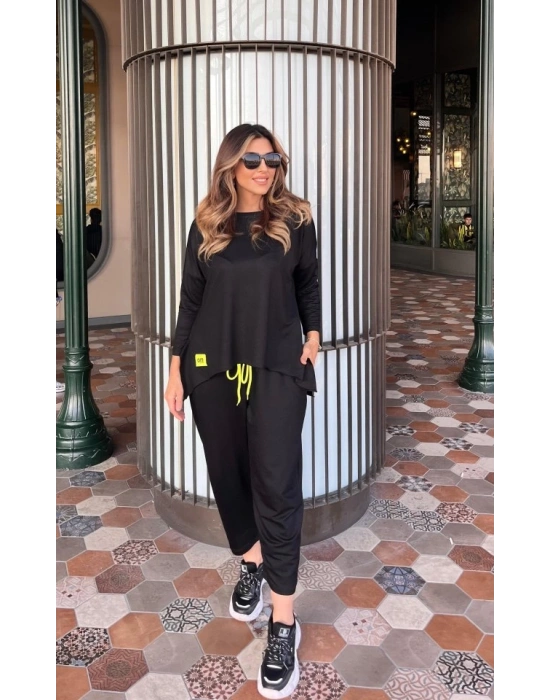 Kadın Iki Iplik Viskon Pamuk Kumaş Arma Detaylı Ikili Takım