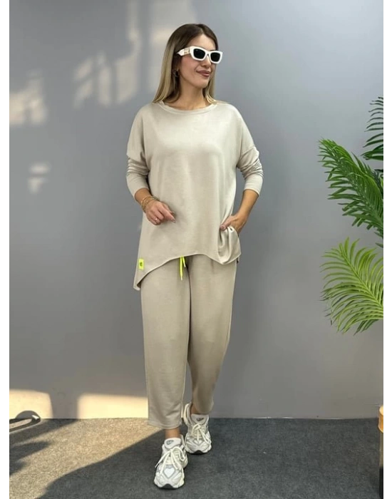 Kadın Iki Iplik Viskon Pamuk Kumaş Arma Detaylı Ikili Takım