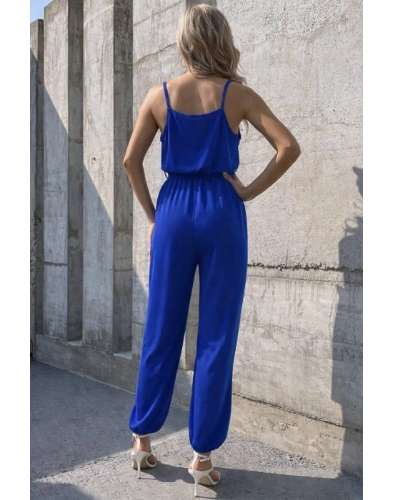 Kadın Ip Askılı Kruvaze Yakalı Belden Kuşaklı Uzun Sandy Tulum