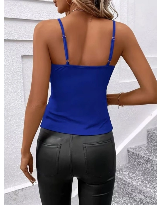 Kadın Ip Askılı önden çapraz Detaylı Ithal Krep Bluz