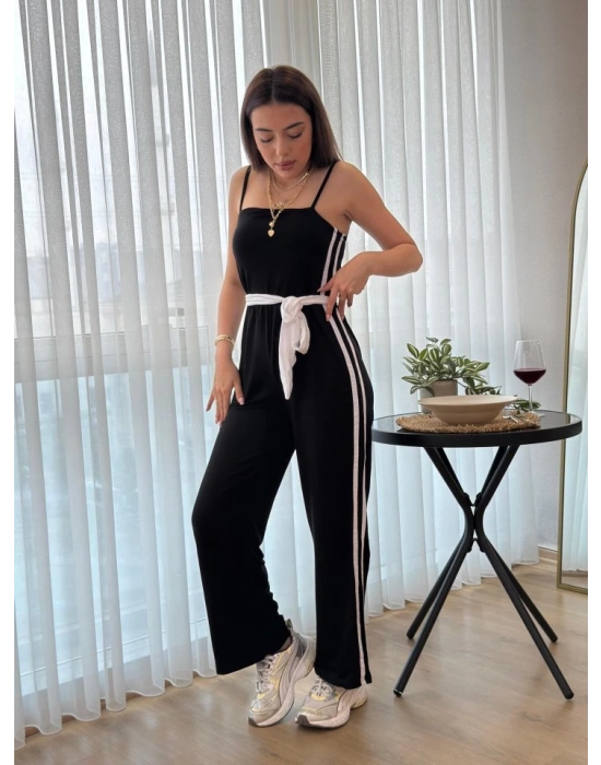 Kadın Ip Askılı Straplez Belden Kuşaklı Viskon Iki Iplik Tulum