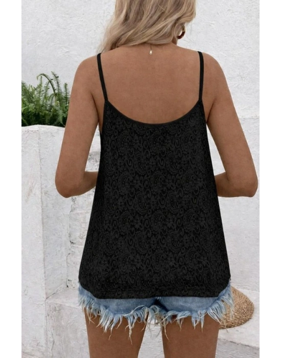 Kadın Ip Askılı V Dantel Yakalı Dantel Bluz