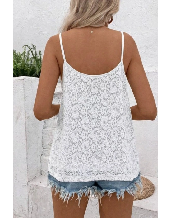 Kadın Ip Askılı V Dantel Yakalı Dantel Bluz