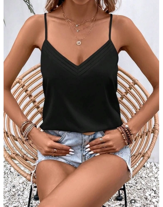 Kadın Ip Askılı V Yakalı Viskon Bluz