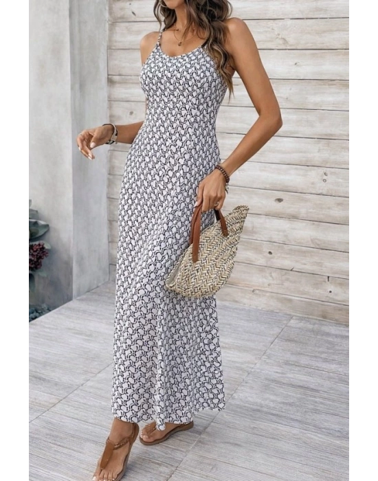 Kadın Ip Askılı V Yakalı Yırtmaçlı Uzun Süprem Elbise