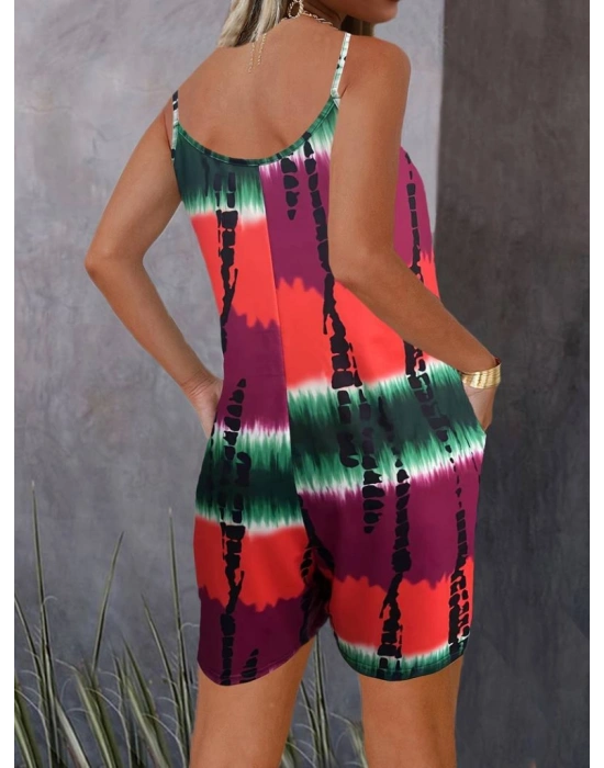 Kadın Ip Askılı Yuvarlak Yaka Cepli Kısa şort Süprem Tulum