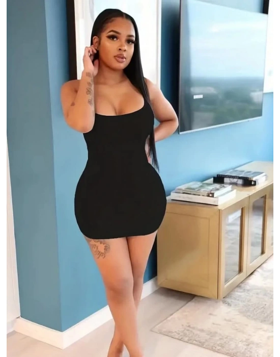 Kadın Ip Askılı Yuvarlak Yaka Kaşkorse Elbise