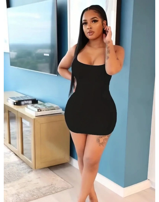 Kadın Ip Askılı Yuvarlak Yaka Kaşkorse Elbise