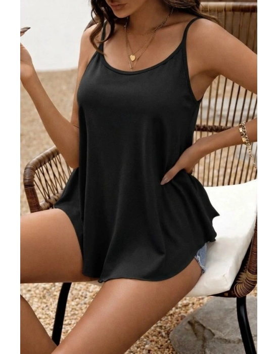 Kadın Ip Askılı Yuvarlak Yakalı Uzun Viskon Bluz