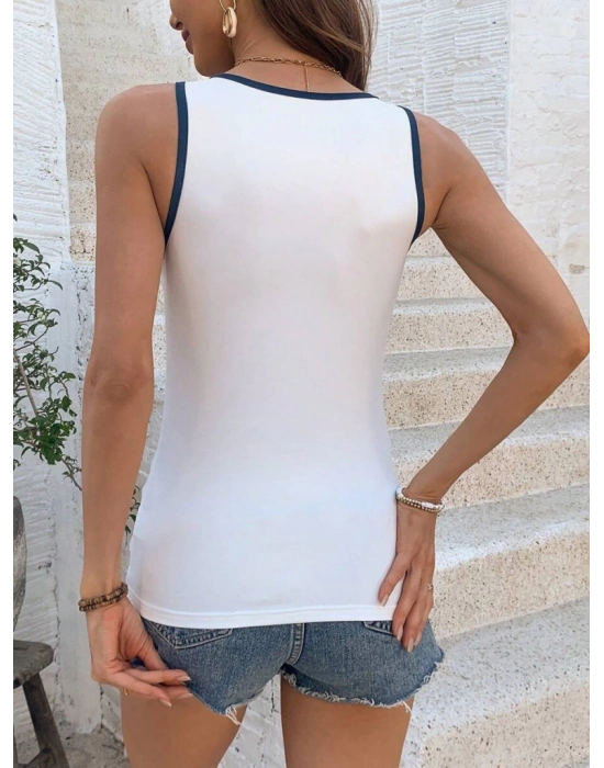 Kadın Kalp Yaka çıpa Baskılı Süprem Bluz