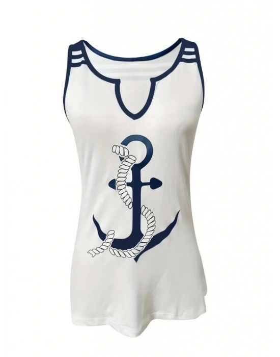 Kadın Kalp Yaka çıpa Baskılı Süprem Bluz