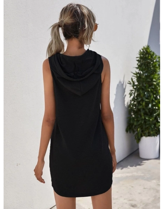 Kadın Kapşonlu Uzun Viskon Elbise