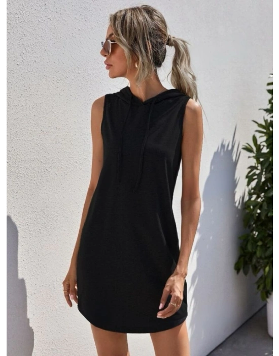 Kadın Kapşonlu Uzun Viskon Elbise