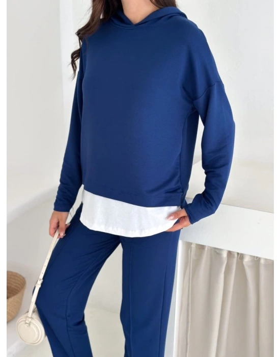 Kadın Kapşunlu Ve Atlet Detaylı Tunik Yüksek Bel Pantolunlu ıkılı Takım