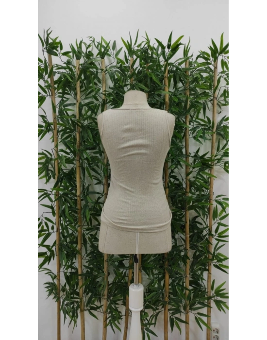 Kadın Kare Yaka Etek Ucu Büzgülü Kalın Askılı Kaşkorse Bluz