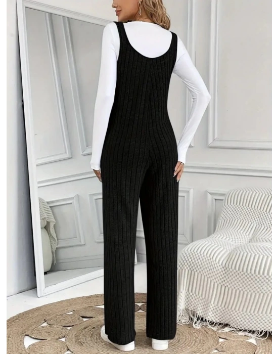 Kadın Kare Yaka Kalın Askılı Bol Paça Kaşkorse Tulum