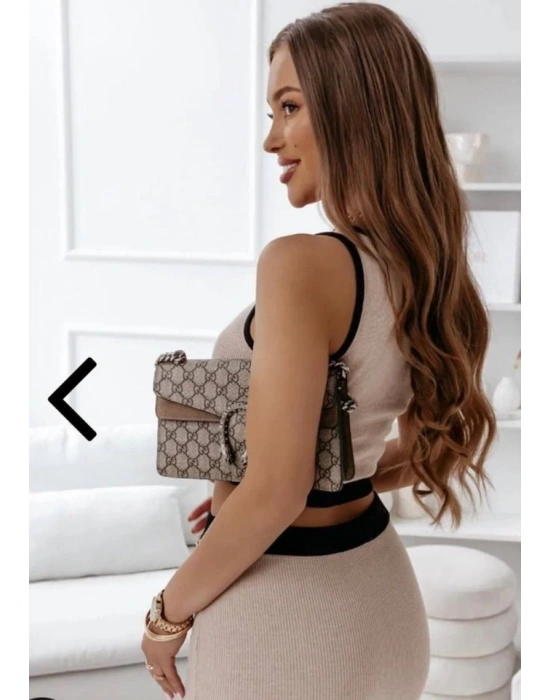 Kadın Kaşkorse Kumaş Düğme Detaylı Takım