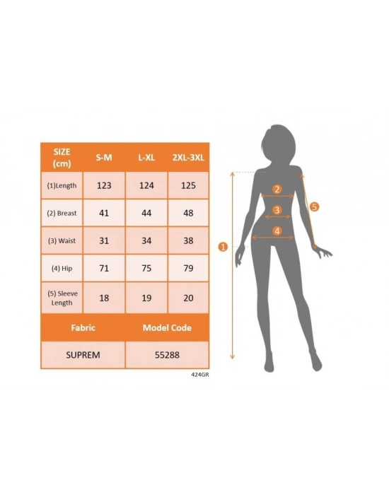 Kadın Kısa Fırfır Kollu Kruvaze Yakalı Beli Lastikli Desenli Uzun Elbise