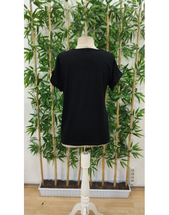 Kadın Kısa Kollu Bisiklet Yaka Dantel Detaylı Viskon Bluz