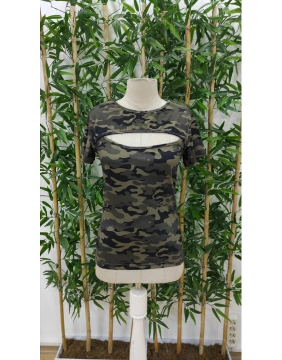 Kadın Kısa Kollu Bisiklet Yaka Dekolteli Süprem Bluz