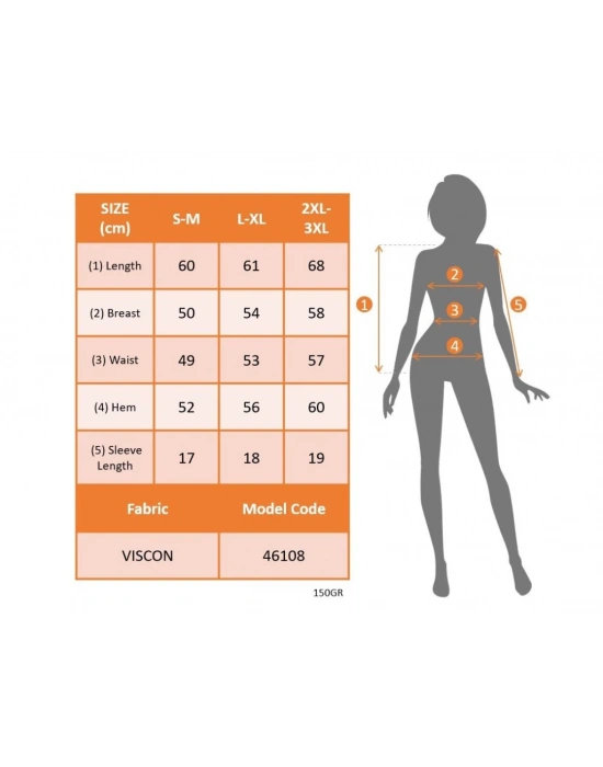 Kadın Kısa Kollu Bisiklet Yaka Desenli Viskon Bluz
