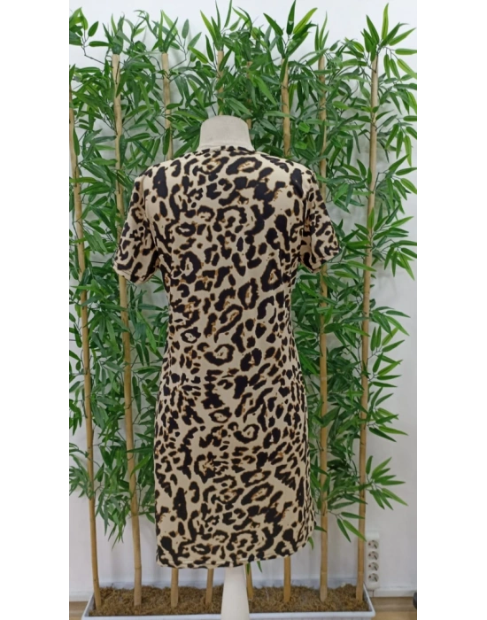 Kadın Kısa Kollu Bisiklet Yaka Dijital Baskılı Süprem Elbise