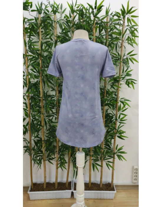 Kadın Kısa Kollu Bisiklet Yaka Mitolojik At Figür Baskılı Salaş Süprem Bluz