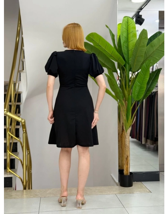 Kadın Kısa Kollu Bisiklet Yaka önden Düğmeli Ithal Krep Elbise