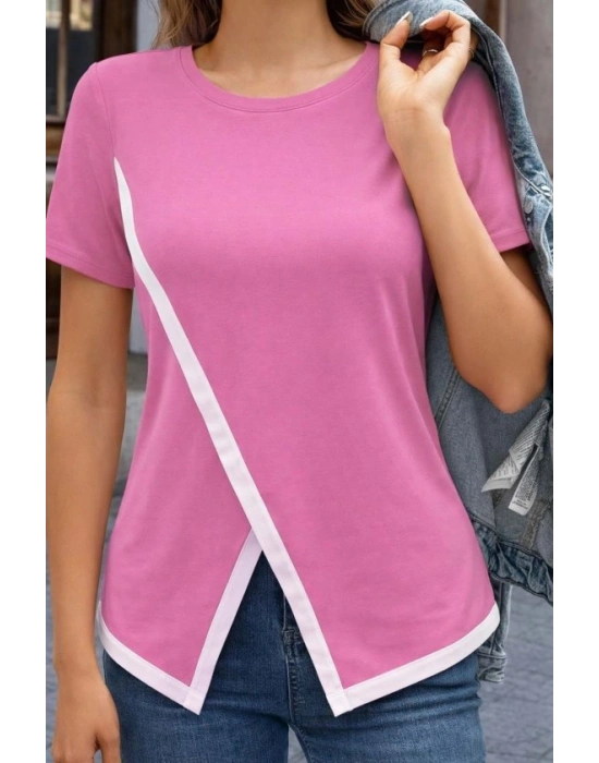 Kadın Kısa Kollu Bisiklet Yaka Viskon Bluz