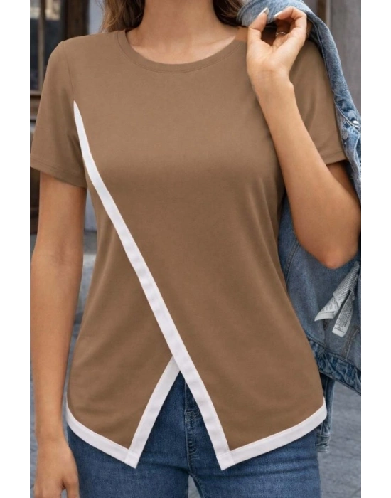 Kadın Kısa Kollu Bisiklet Yaka Viskon Bluz