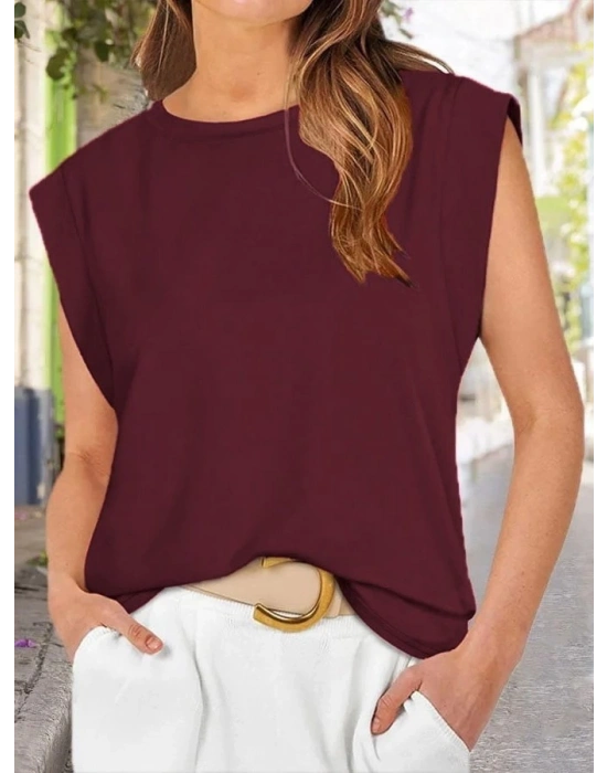 Kadın Kısa Kollu Bisiklet Yaka Viskon Bluz