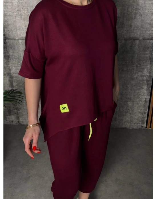 Kadın Kısa Kollu Bisiklet Yaka Viskon Iki Iplik Bluz Ve Pantolon Ikili Takım