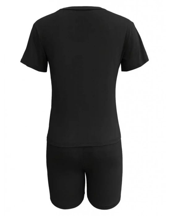 Kadın Kısa Kollu çapa Baskılı Viskon Ikili Takım