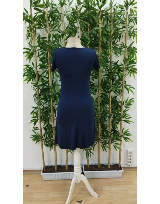 Kadın Kısa Kollu Derin Büzgülü V Yakalı Viskon Elbise